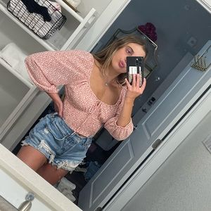 Cotton Candy LA Cropped Floral Blouse